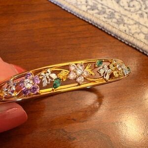 Bradford Exchange Thomas Kinkade Plated in 24K Gold Bracelet with Floral Accents